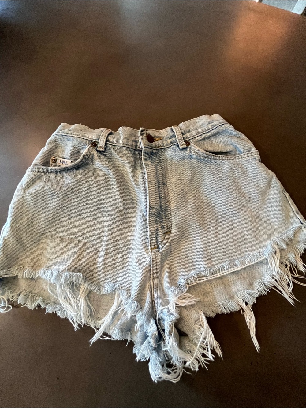 Lee Light Blue Distressed Denim Cutoff Shorts
